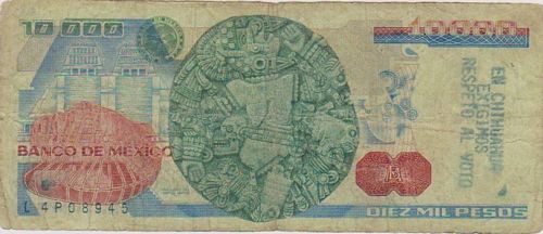 Banco de Mexico 10000 L4P08945 reverse