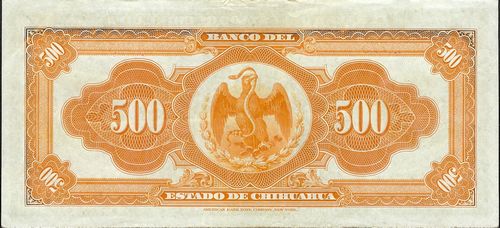 Banco del Estado 500 A 1775 reverse