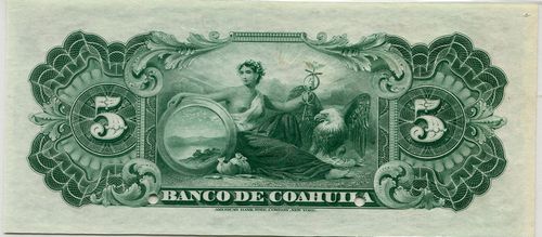 Banco de Coahuila 5 00000 reverse