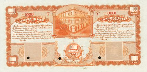 Banco Hipotecario 1000g A 00000 reverse