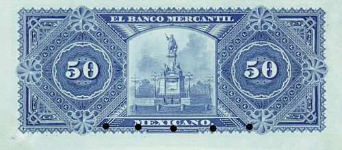 Mercantil Mexicano 50 A specimen reverse