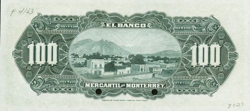 Mercantil de Monterrey 100 Z 00000 reverse