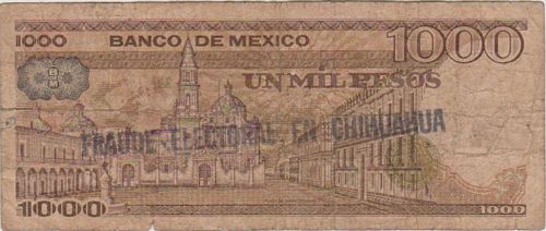Banco de Mexico 1000 KB408234 reverse