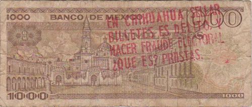 Banco de Mexico 1000 P8696825 reverse