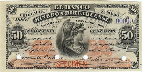 Banco Minero Chihuahuense 50c B 00000