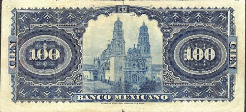Banco Mexicano 100 A 00310 reverse