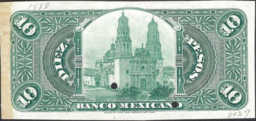 Banco Mexicano 10 A 00000 reverse