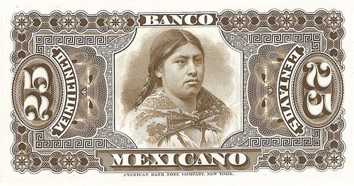 Banco Mexicano 25c proof reverse