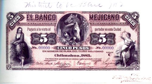 Banco Mexicano 5 proof in red