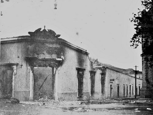 Banco Minero Parral burnt