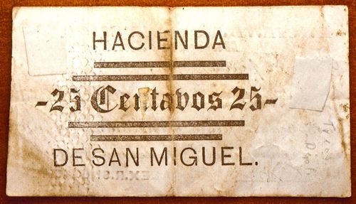 Hacienda de San Miguel 25c reverse