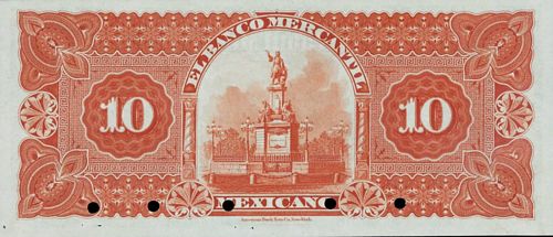 Mercantil Mexicano 10 A specimen reverse