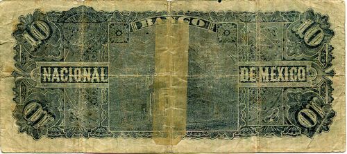Banco Nacional 10 M N1 10090 counterfeit reverse