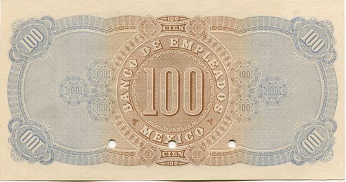 Banco de Empleados 100 specimen reverse