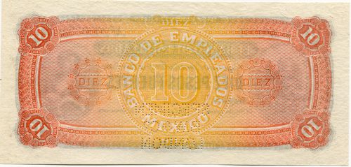 Banco de Empleados 10 specimen reverse