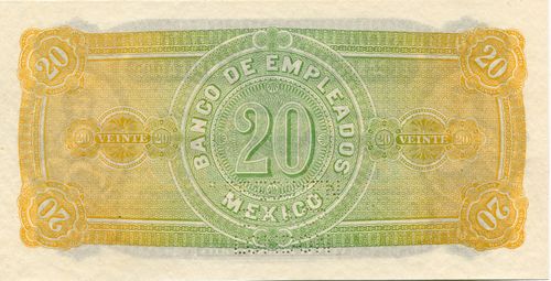 Banco de Empleados 20 specimen reverse
