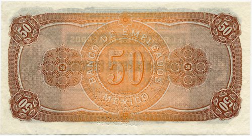 Banco de Empleados 50 specimen reverse