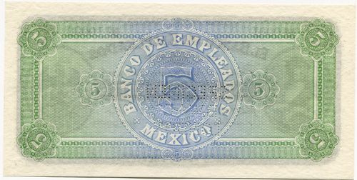 Banco de Empleados 5 specimen reverse