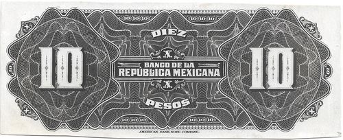 Banco de la Republica Mexicana 10 reverse