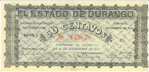 Estado Durango 50c D 43383