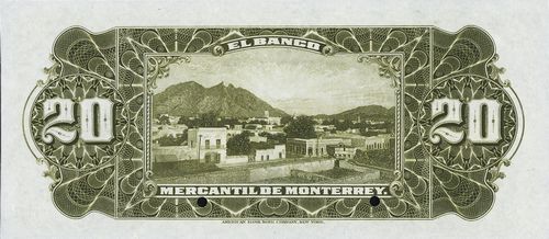 Mercantil de Monterrey 20 O 00000 reverse