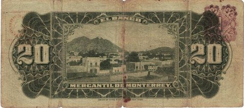 Mercantil de Monterrey 20 P 5962 reverse