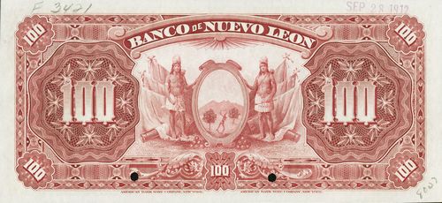 Nuevo Leon 100 specimen reverse