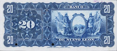 Nuevo Leon 20 specimen reverse