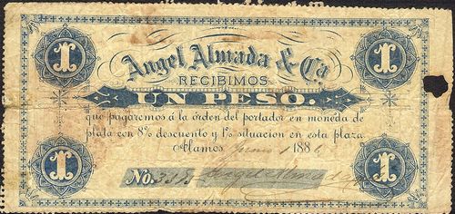 Francisco Madero Note Vintage 1913 Century Old Mexico El Estado de Sanora 1 Peso Revolution Rare Banknote Mexican Pesos Bill Currency.