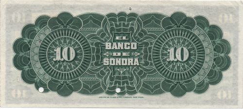 Banco de Sonora 10 00000 white back reverse