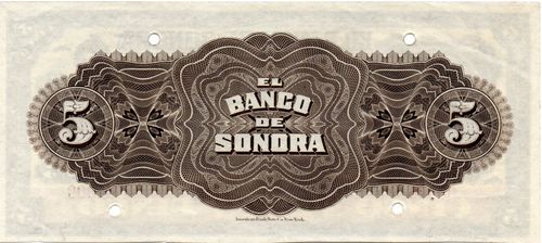 Banco de Sonora 5 00000 white back reverse
