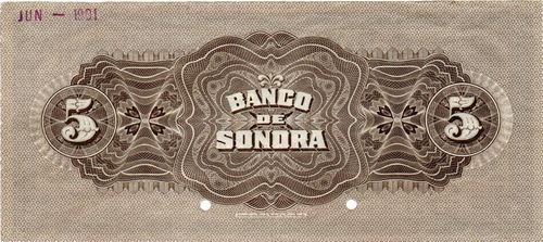 Banco de Sonora 5 B1 00000 reverse