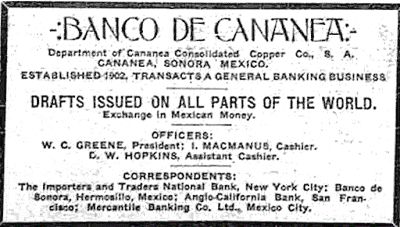 Banco de Cananea Bisbee Daily Review 27 August 1907