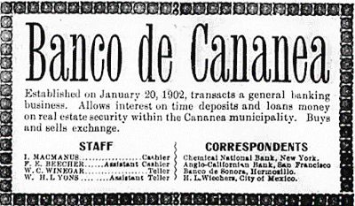 Banco de Cananea The Oasis 23 August 1902