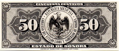 Estado de Sonora 50c bromide reverse