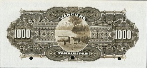 Tamaulipas 1000 specimen reverse