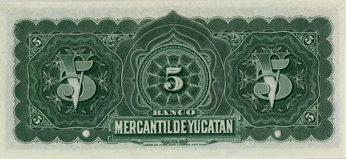 Mercantil Yucatan 5 C 00000 reverse