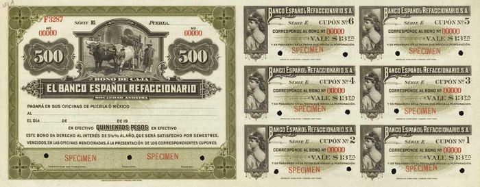 Banco Espanol Refaccionario 500 with coupons