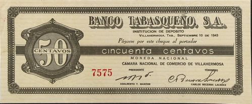 Banco Tabasqueno 50c 7575